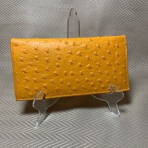 Elegant Yellow Ostrich Print Leather Wallet